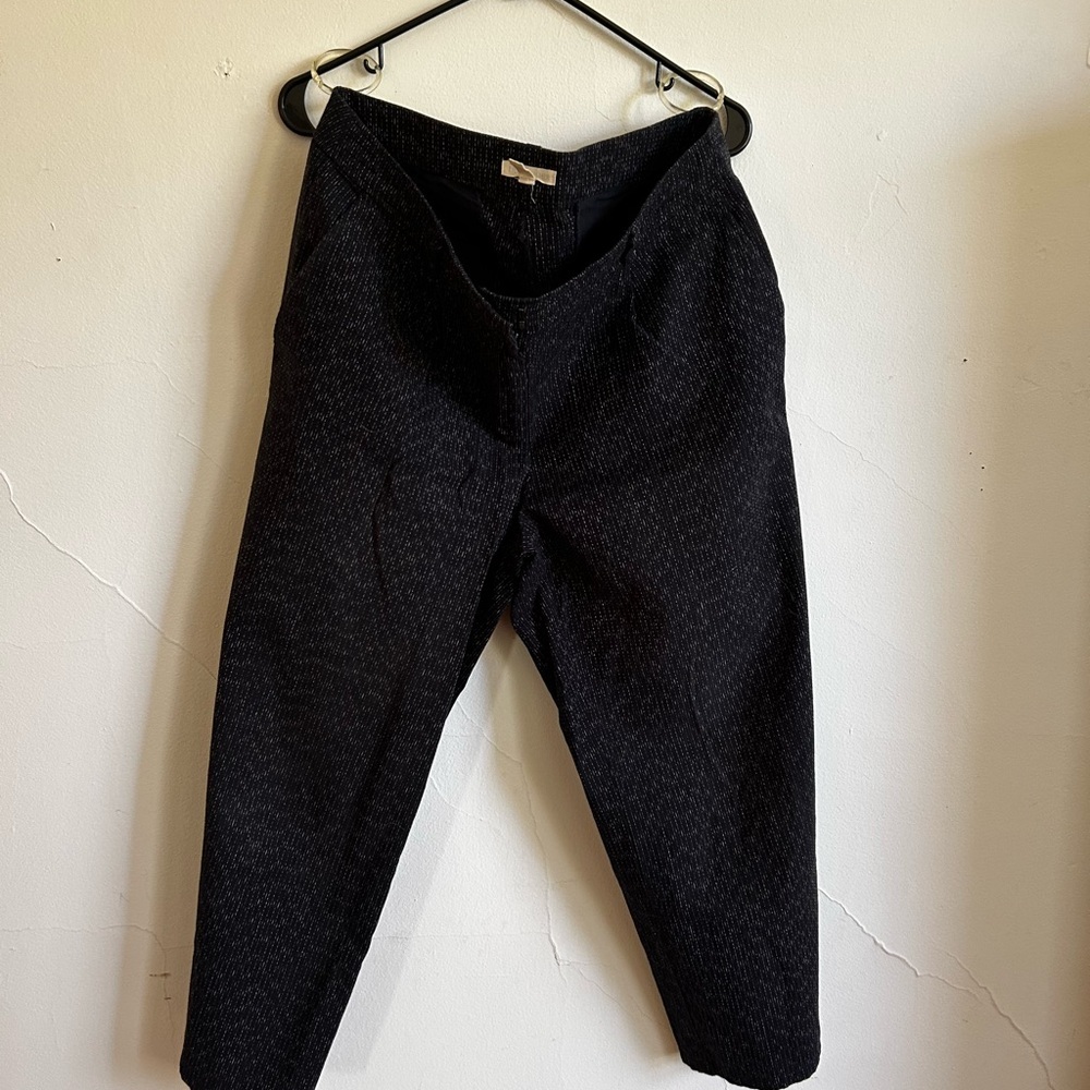 *Excellent Pre-Loved* Eileen Fisher Organic Cotton Black Textured Wide-Leg Pants